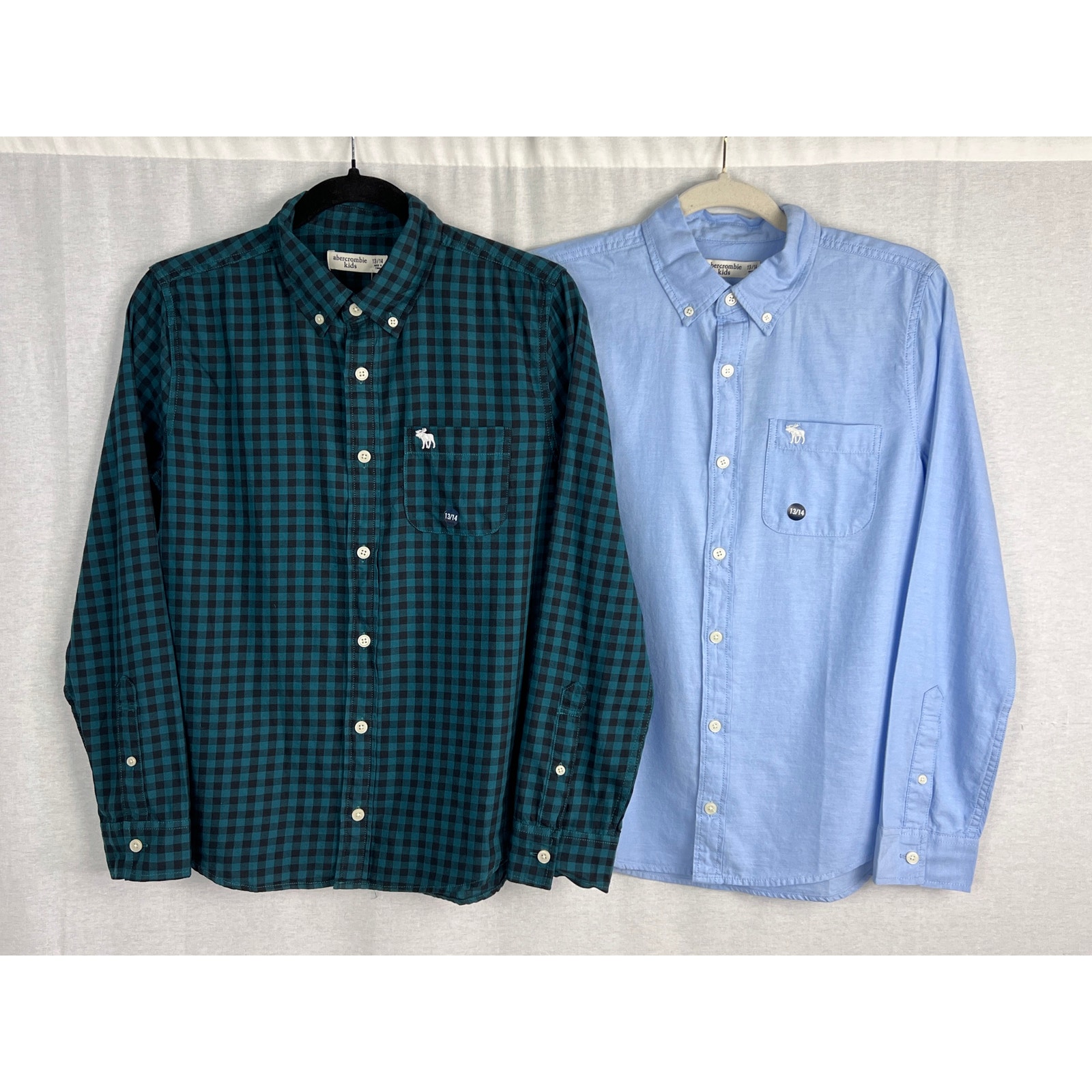 Nwt Abercrombie Kids Bundle Boy 13/14 Button Front Long Sleeve Shirt Denim Plaid